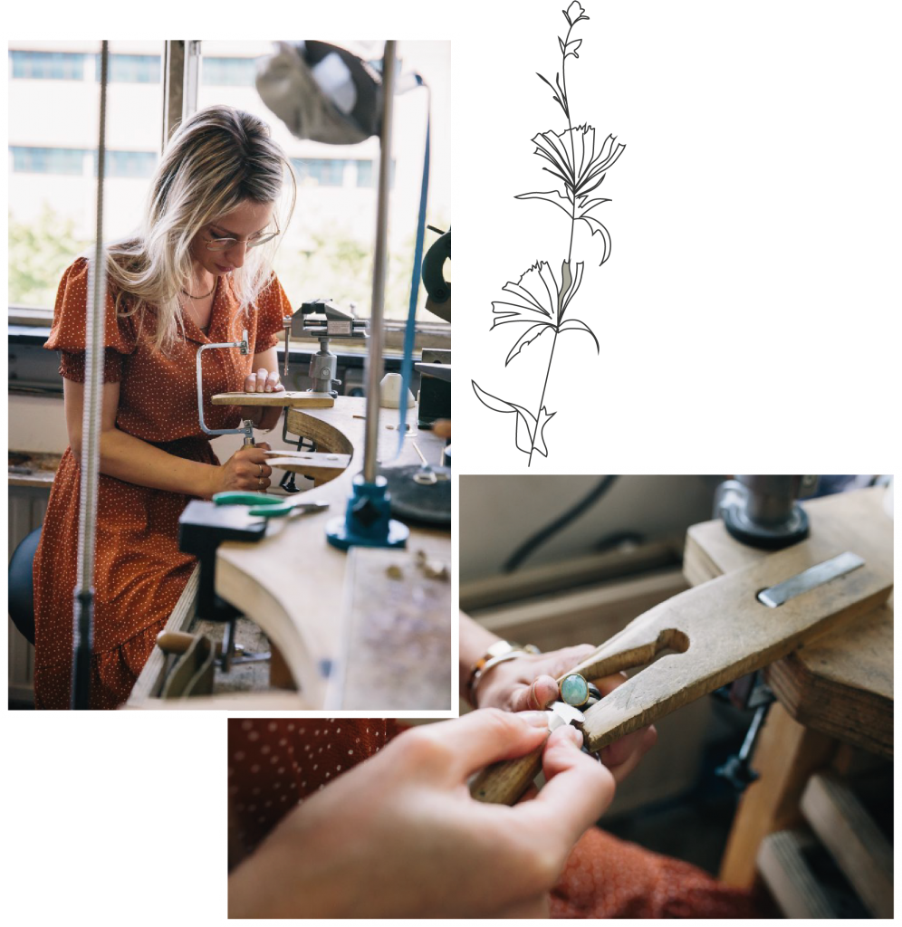 Goldsmith of Bobini Roots working at workbench