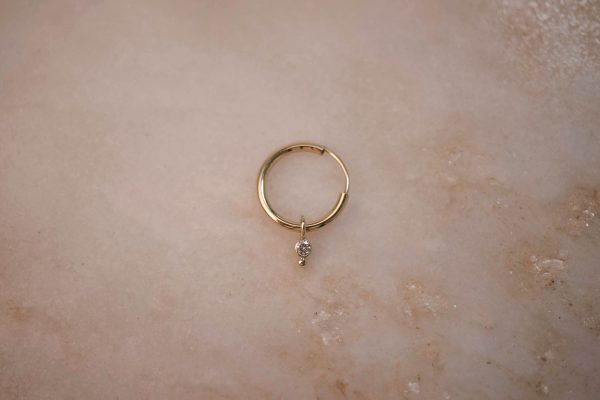 Charm-Moissanite-and-Dot-Hoop-Small-14k-Gold