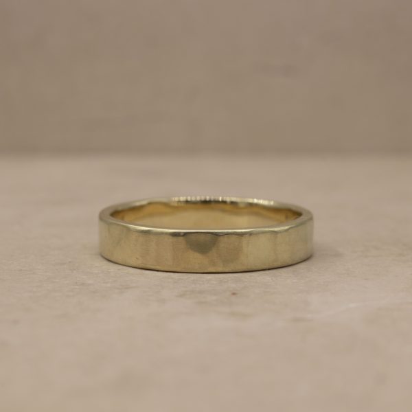 3.5 mm Organically Hammered Wedding Band in 14k Yellow Gold